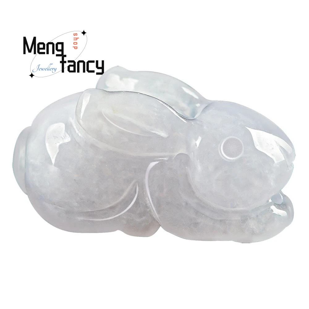 "Ice Jade" Rabbit Pendant: Exquisite 3D Carved Zodiac Charm - Image 6