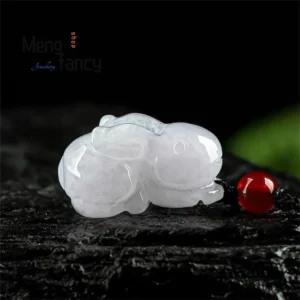 "Ice Jade" Rabbit Pendant: Exquisite 3D Carved Zodiac Charm