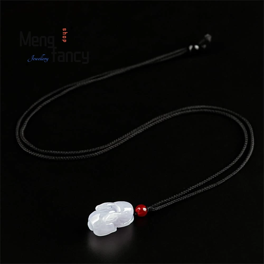 "Ice Jade" Rabbit Pendant: Exquisite 3D Carved Zodiac Charm - Image 3