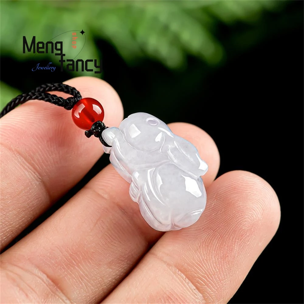 "Ice Jade" Rabbit Pendant: Exquisite 3D Carved Zodiac Charm - Image 4