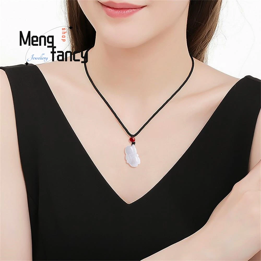 "Ice Jade" Rabbit Pendant: Exquisite 3D Carved Zodiac Charm - Image 5